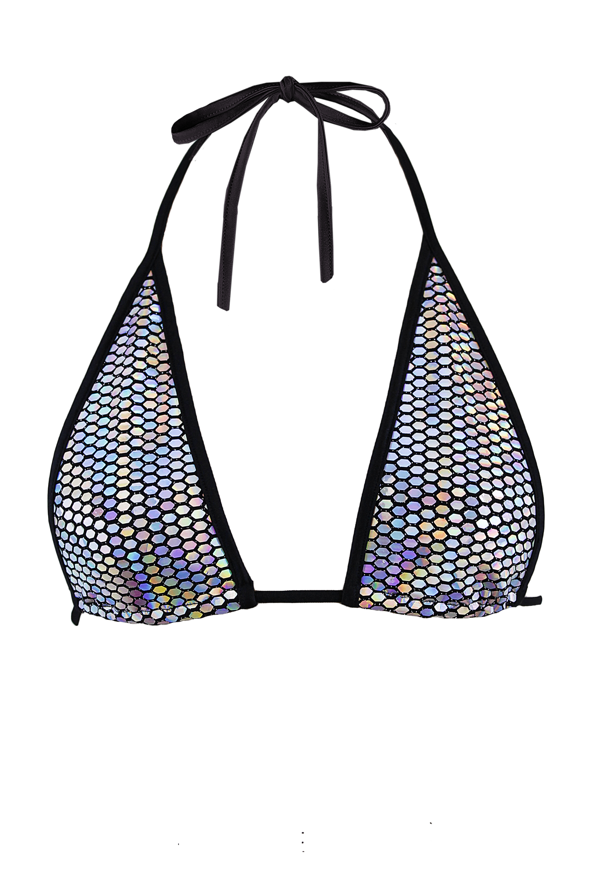 Sexy Holographic Triangle Bikini Top / PRISMA TRIANGLE TOP - EXES LINGERIE