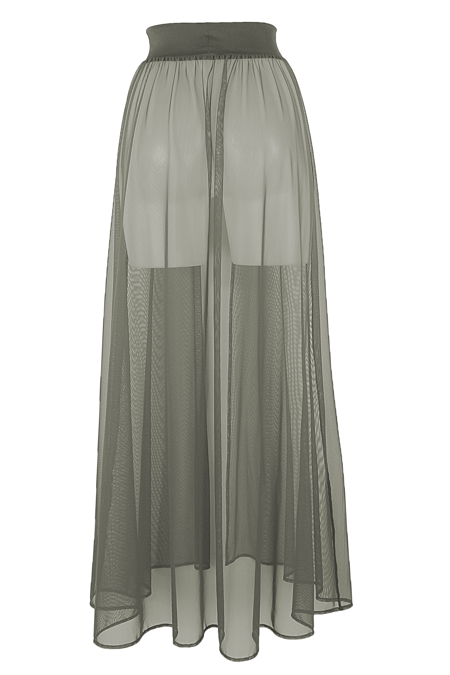 Mesh Maxi Skirt Cover-up / RESORT SKIRT KHAKI - EXES LINGERIE