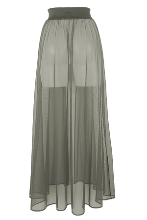 Mesh Maxi Skirt Cover-up / RESORT SKIRT KHAKI - EXES LINGERIE
