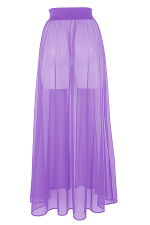 Mesh Maxi Skirt Cover-up Long / FESTIVAL SKIRT LILAC - EXES LINGERIE