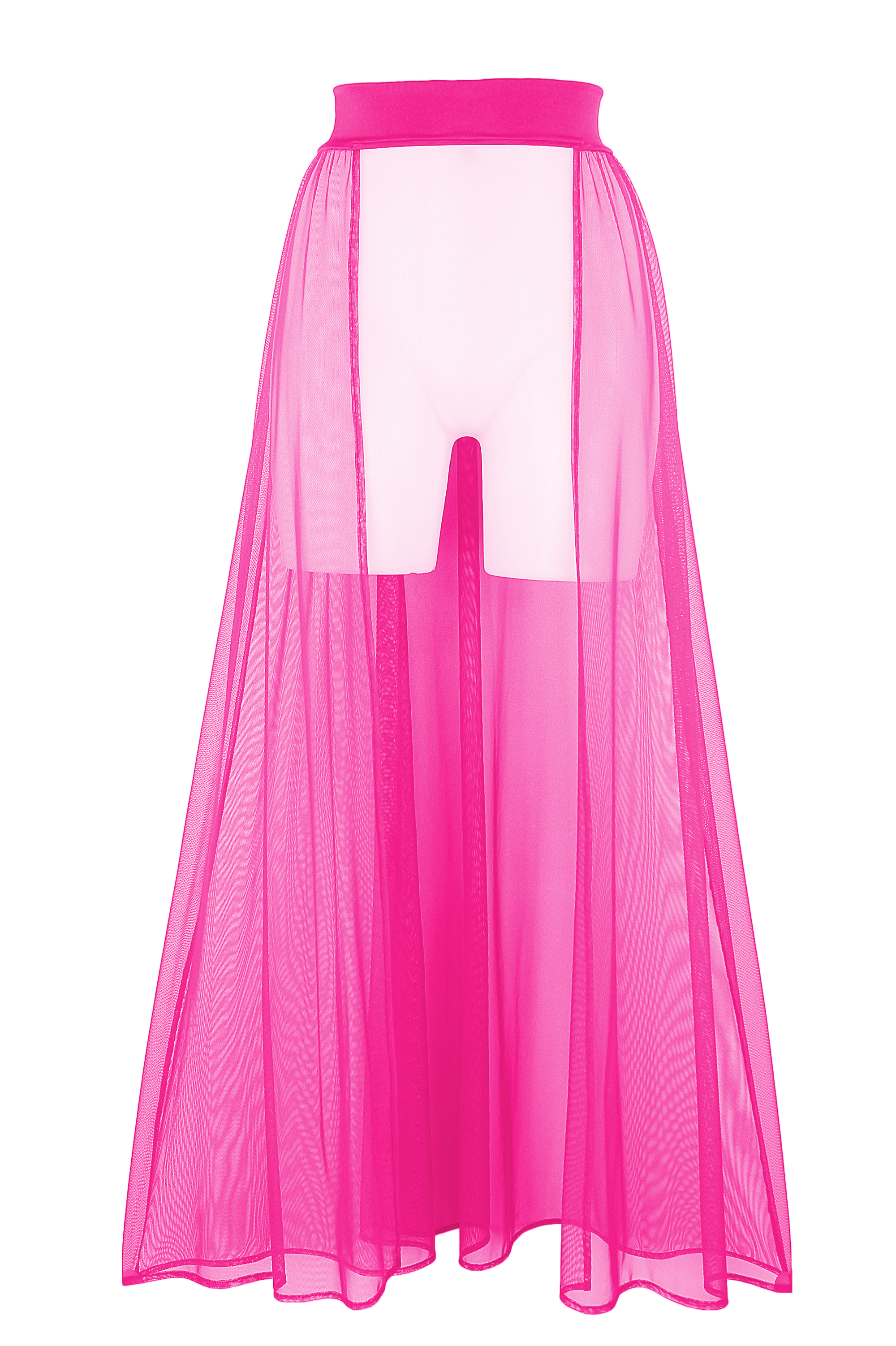 Mesh Maxi Skirt Cover-up Long / RESORT SKIRT NEON PINK - EXES LINGERIE