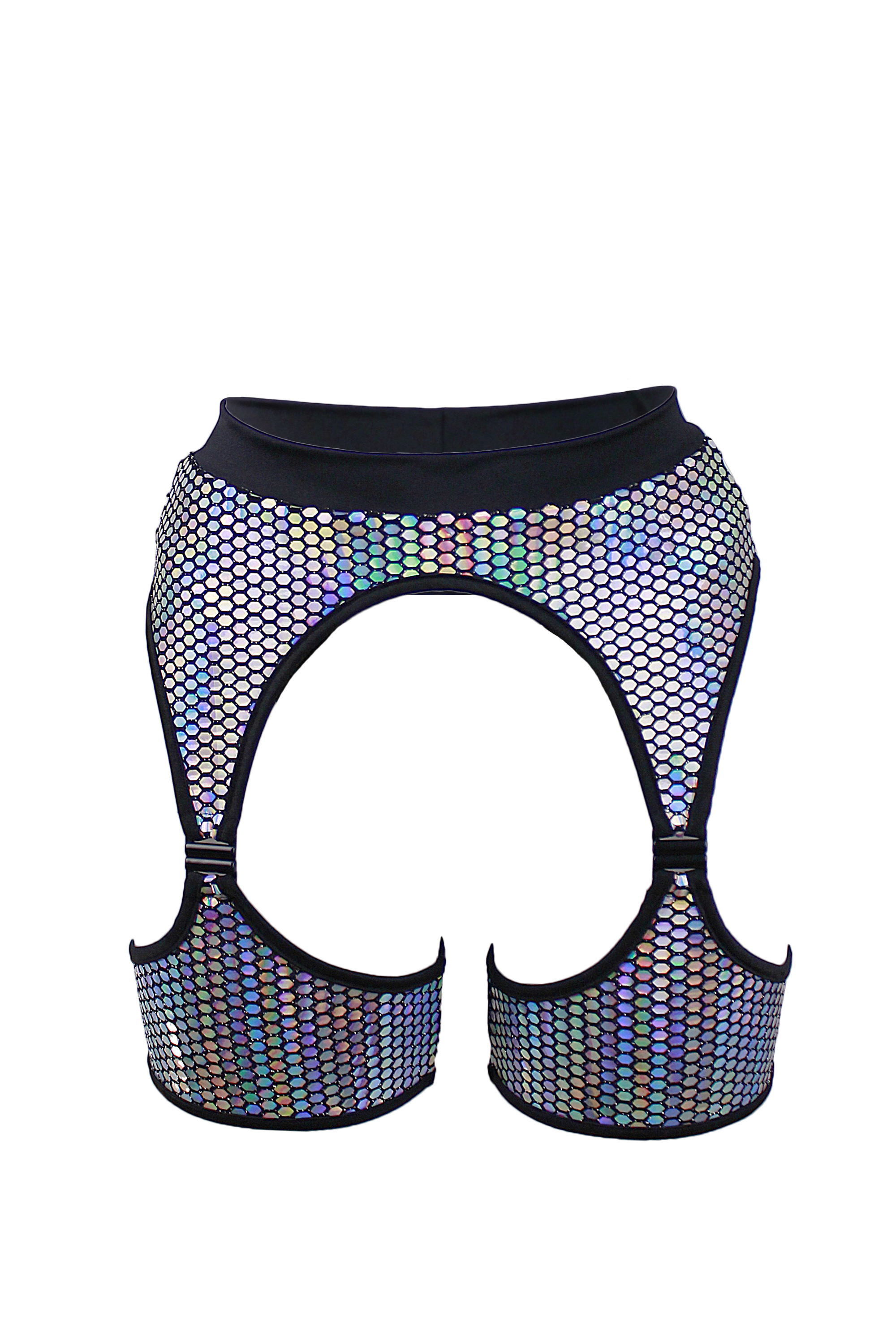 Holographic Thigh Garter Belt Festival Bottom / PRISMA GARTER CLIP BOTTOM - EXES LINGERIE