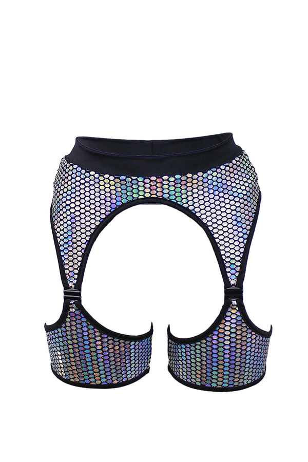 Holographic Thigh Garter Belt Festival Bottom / PRISMA GARTER CLIP BOTTOM