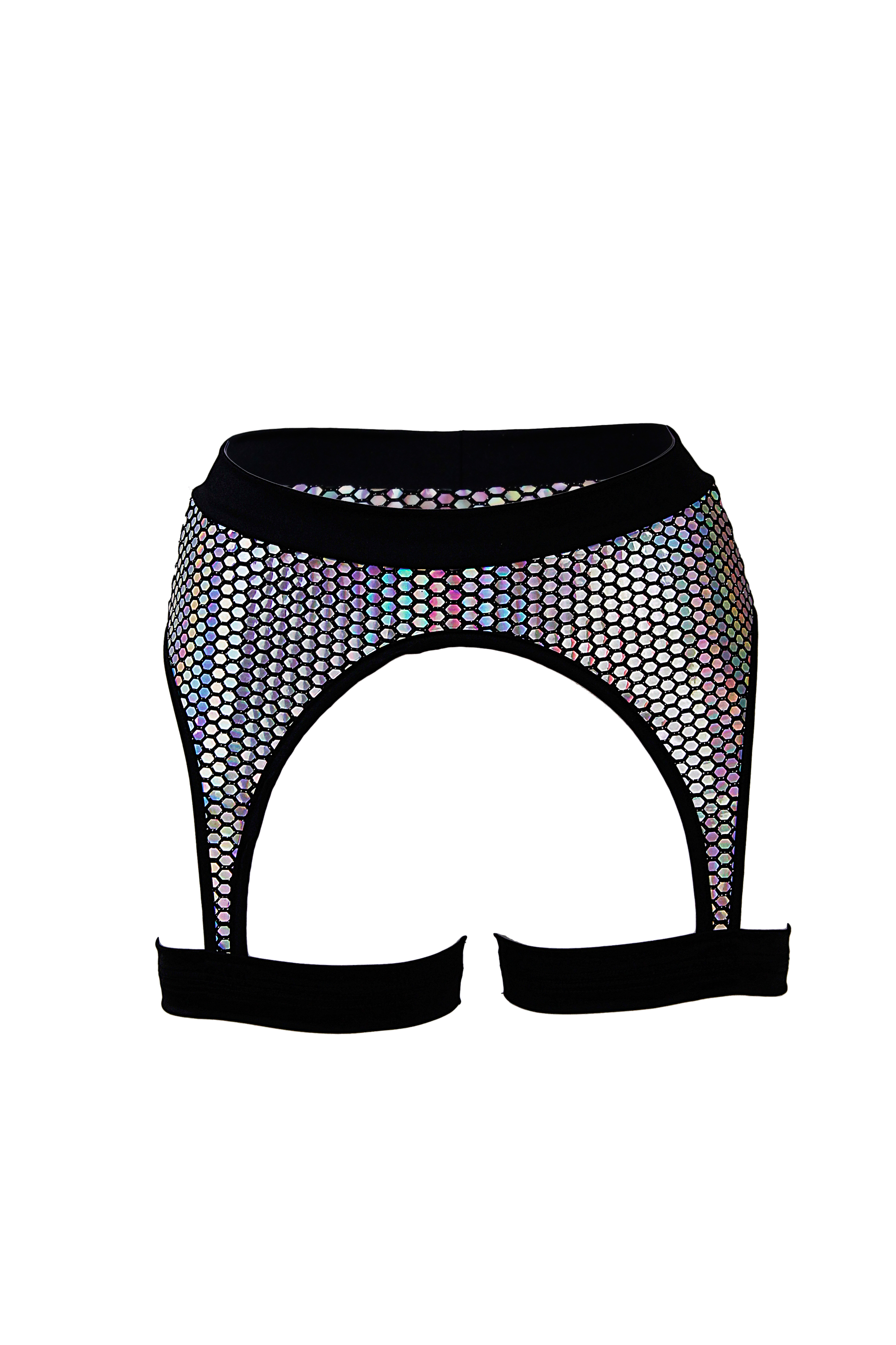 Thigh Garter Belt Holographic Festival Bottom / PRISMA GARTER THIGH HARNESS - EXES LINGERIE