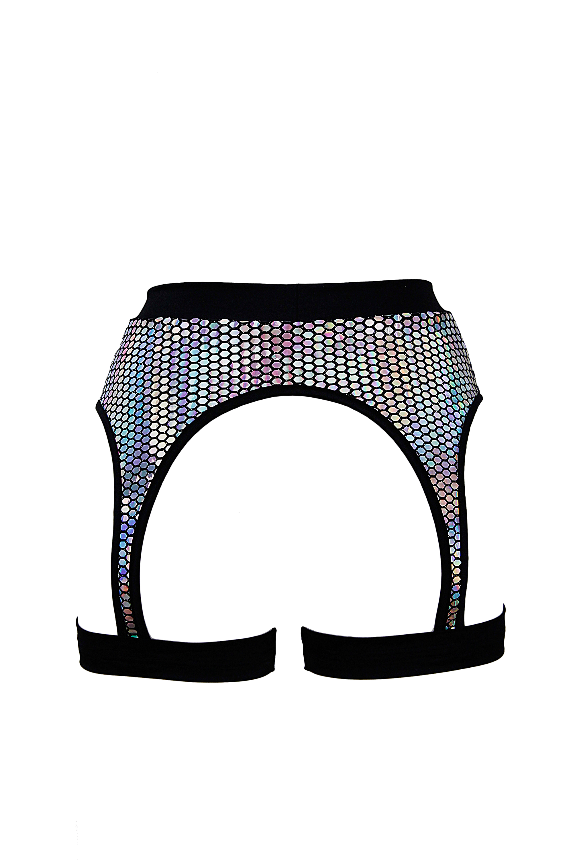 Thigh Garter Belt Holographic Festival Bottom / PRISMA GARTER THIGH HARNESS - EXES LINGERIE