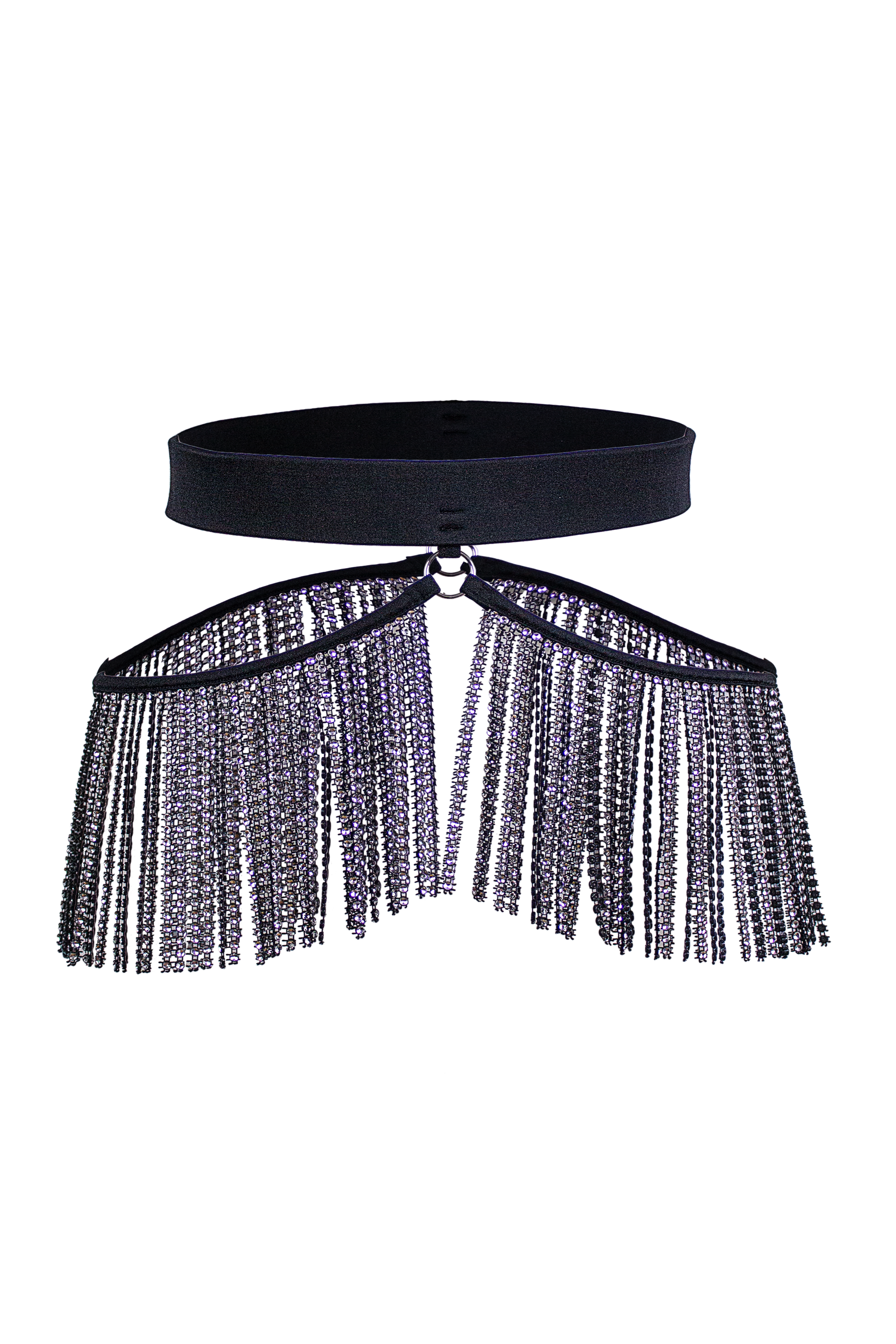 Rhinestone Fringes Belt / Festival fringes Skirt Belt / BLACK - EXES LINGERIE