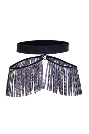 Rhinestone Fringes Belt / Festival fringes Skirt Belt / BLACK - EXES LINGERIE