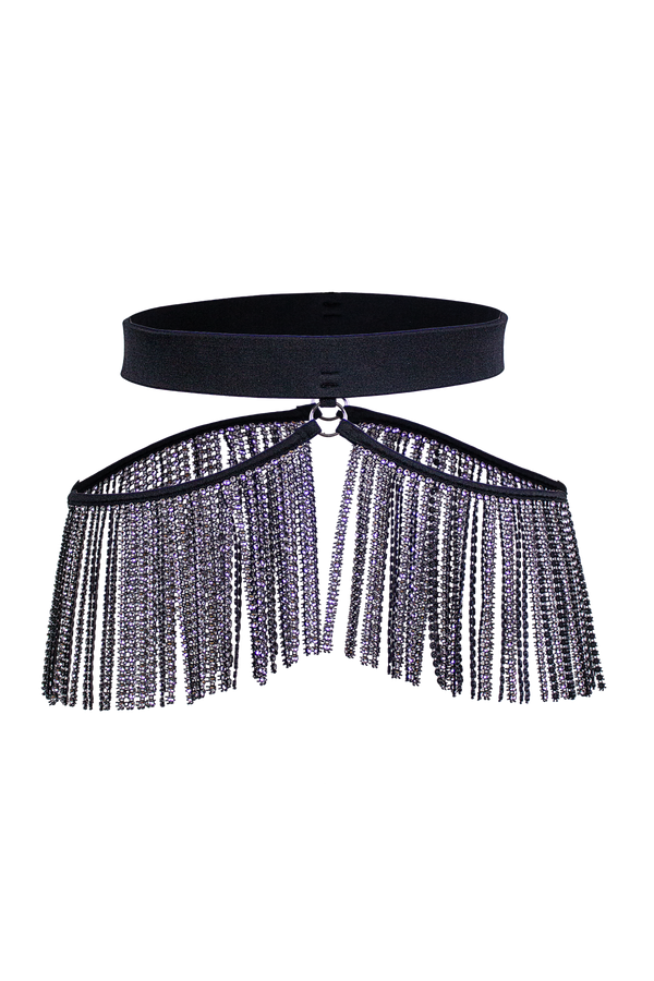Rhinestone Fringes Belt / Festival fringes Skirt Belt / BLACK - EXES LINGERIE