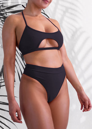 High-Waist Swimwear Bikini Bottom / BOND SWIM BLACK - EXES LINGERIE
