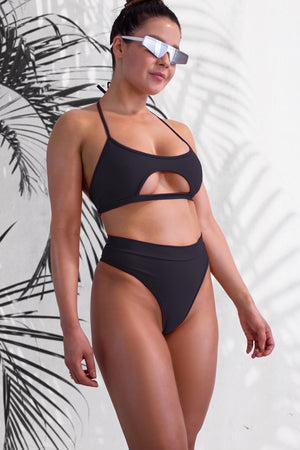 Sexy Bikini Top Cut-out Summer Bra/ WAVE SWIM BLACK - EXES LINGERIE
