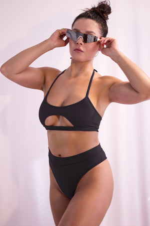 Sexy Bikini Top Cut-out Summer Bra/ WAVE SWIM BLACK - EXES LINGERIE