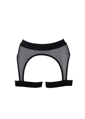 Thigh Garter Belt Sparkles Mesh / Black Bottom Lingerie - EXES LINGERIE